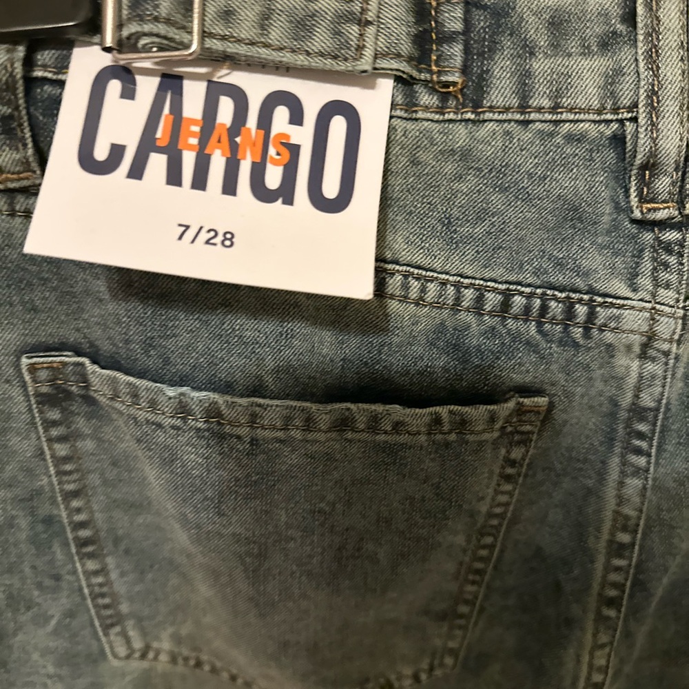 Cargo Jeans Womens Large NWT Pockets Front Bottom & Sides Baggy. Size 7/28. NWT - Picture 6 of 12